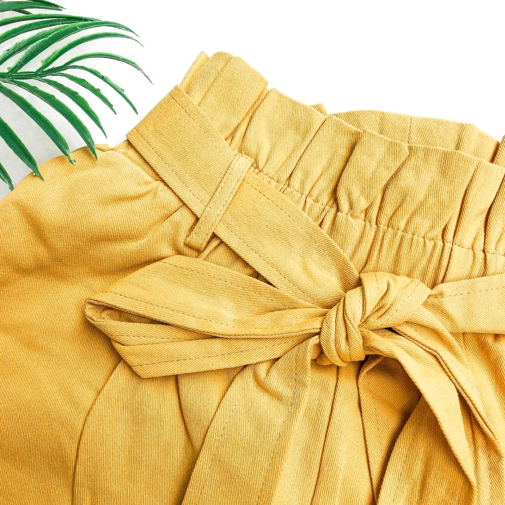 ❗️LAST 2❗️Boho High Waist Yellow Retro Ruffle Shor - Picture 2 of 8